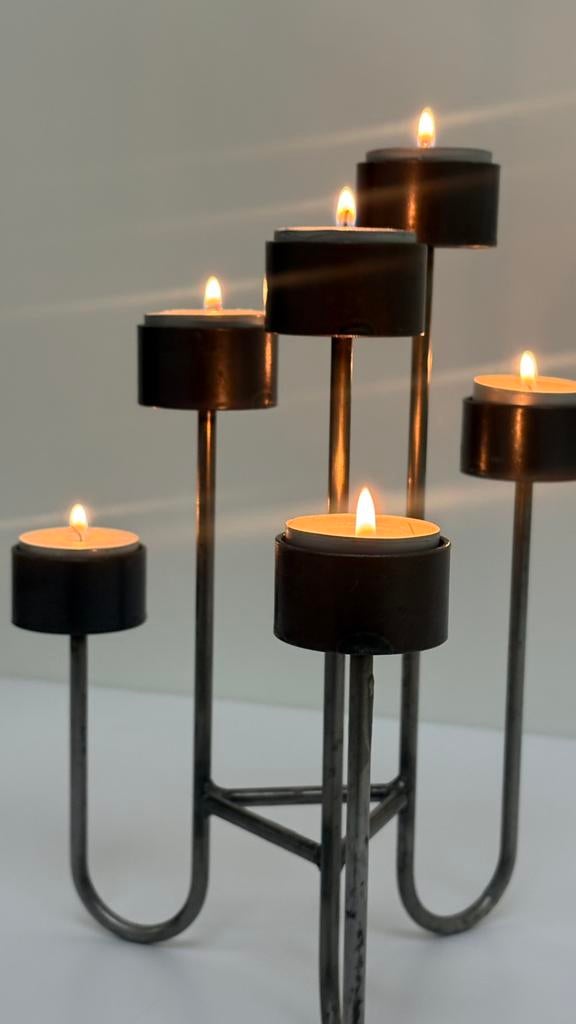 Vintage Tommy Larsen Design kandelaar uit Denemarken metaal, Huis en Inrichting, Bruin, ., Ophalen of Verzenden, Zo goed als nieuw