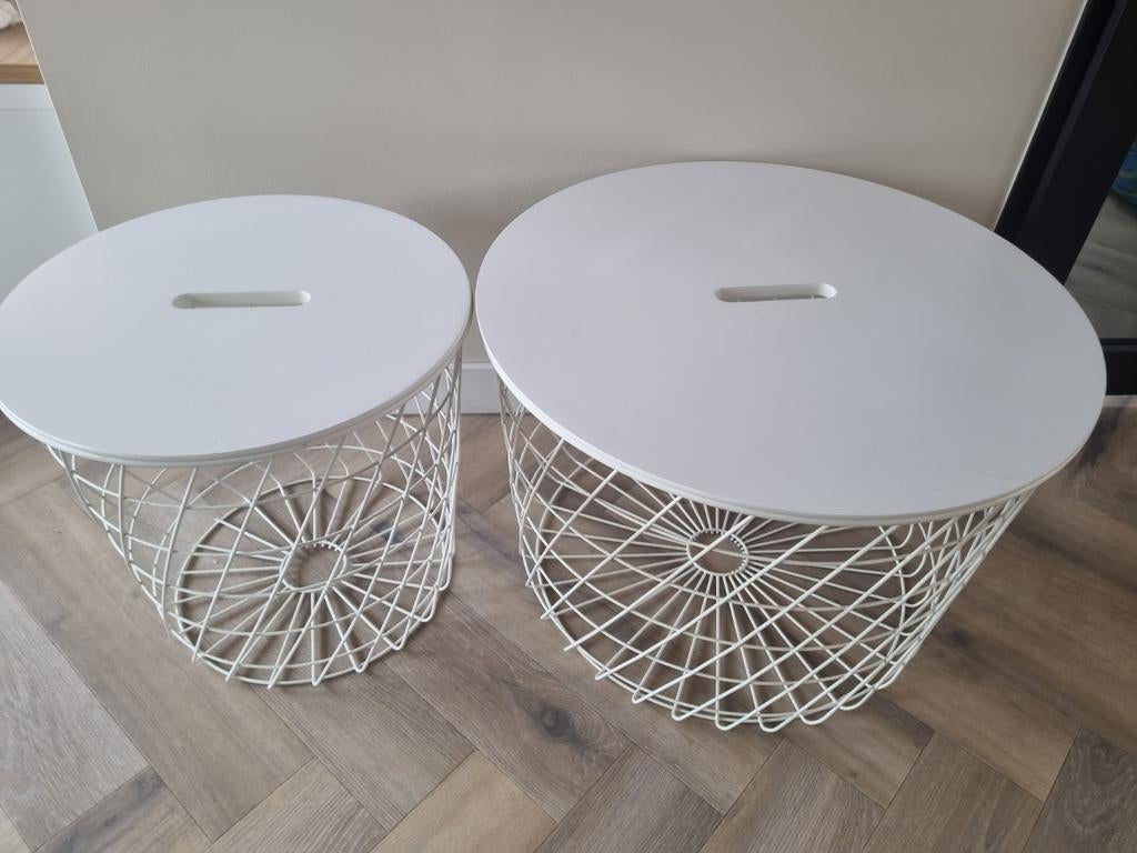IKEA KVISTBRO Salontafel / Bijzettafel - Opbergruimte, Huis en Inrichting, Ophalen, Minder dan 45 cm, Metaal of Aluminium, Rond