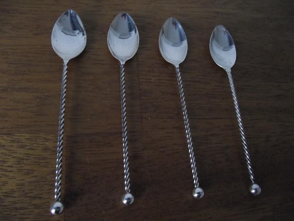 4 vintage verzilverd stijlappel lepeltje getorst AH 1990 p s, Ophalen of Verzenden