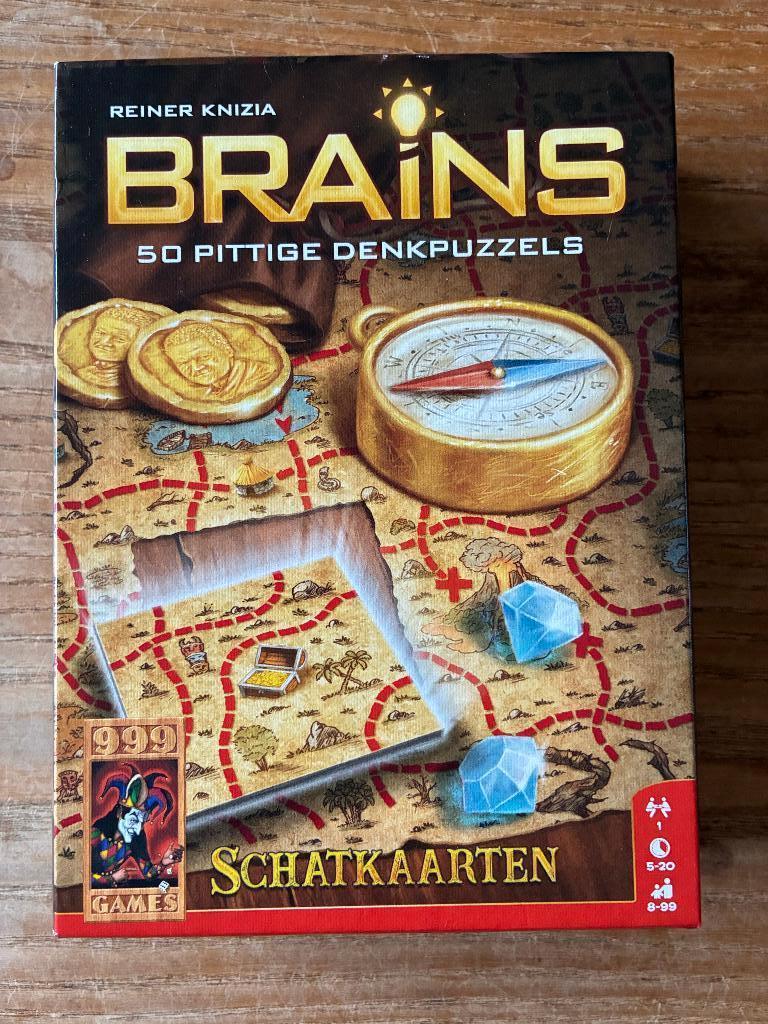 999 games - Brains Schatkaarten - 50 pittige denkpuzzels, Ophalen of Verzenden, Minder dan 500 stukjes, Zo goed als nieuw, Overige typen