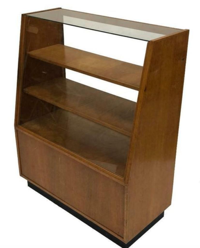 Antieke Winkel Vitrine Toonbank Met Schuifdeuren, Jaren 50, Ophalen, Glas, Antieke vitrine, Antieke vitrine