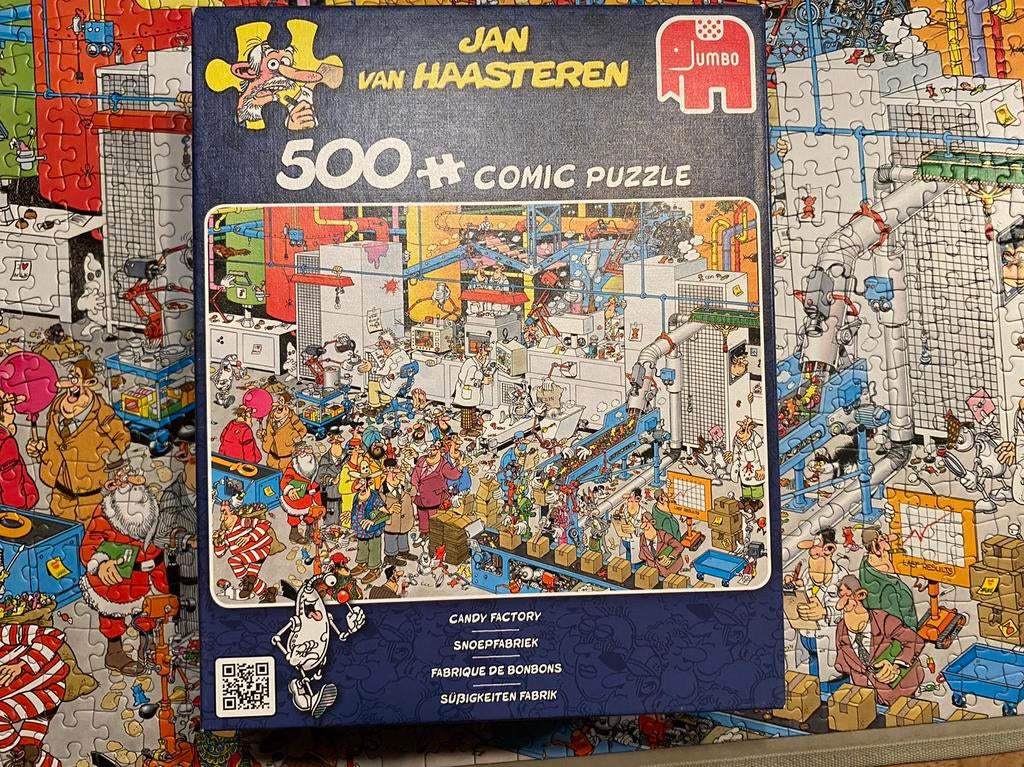 Snoepfabriek 500 stukjes Jan van Haasteren, Ophalen of Verzenden, 500 t/m 1500 stukjes, Zo goed als nieuw