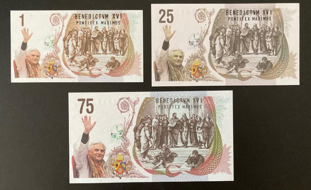 biljetten Paus Benedictus XVI ( Joseph Aloisius Ratzinger ), Postzegels en Munten, Bankbiljetten | Europa | Eurobiljetten, Setje