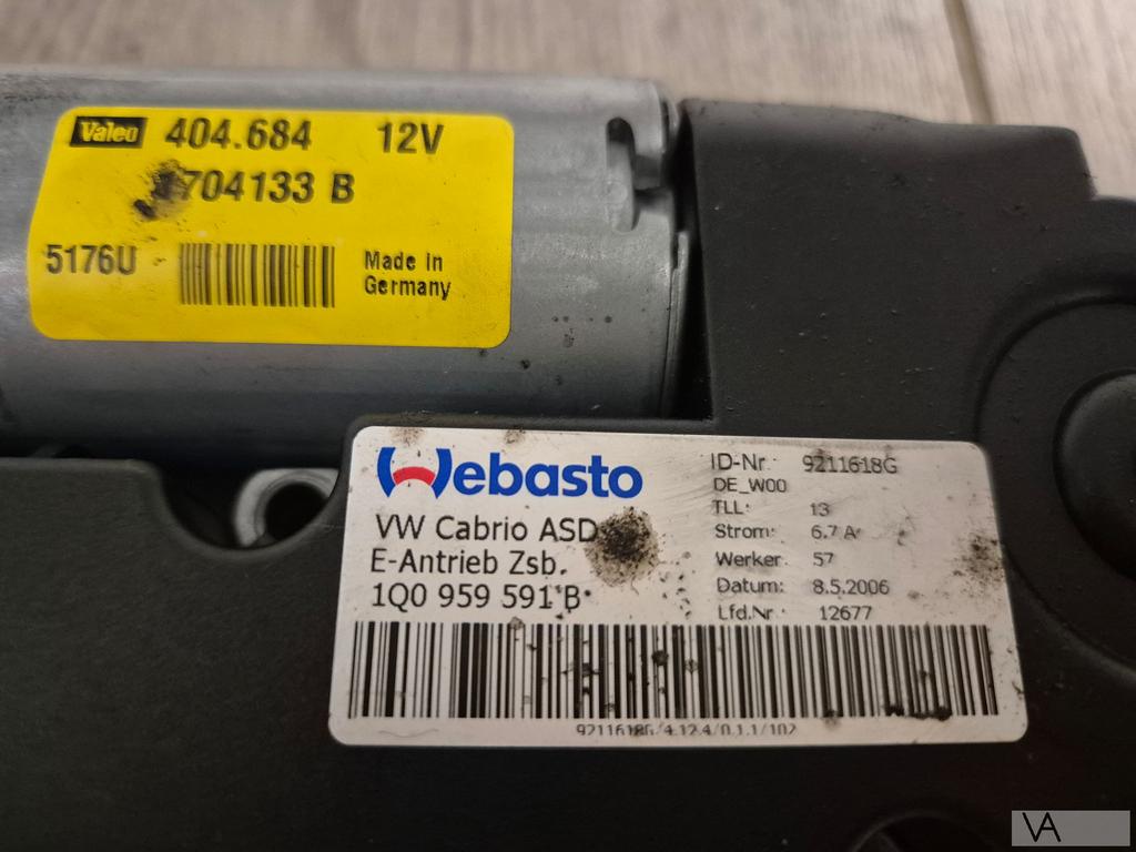 VW Eos 2005 - 2011 schuifdak cabriodak motor 1q0959591b €300, Auto-onderdelen, Gebruikt, -, Volkswagen, -