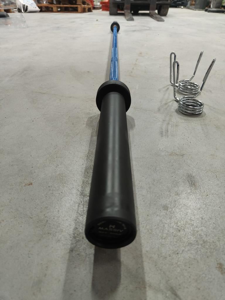 Blauwe 15kg Halterstang - Massiv, Sport en Fitness, Benen, -, -, Ophalen of Verzenden