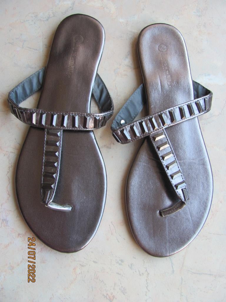 NIEUW metallic brons TEENSLIPPERS Flipflop HUNKEMOLLER 38 39, Overige kleuren, Nieuw, Hunkemöller, Sandalen of Muiltjes