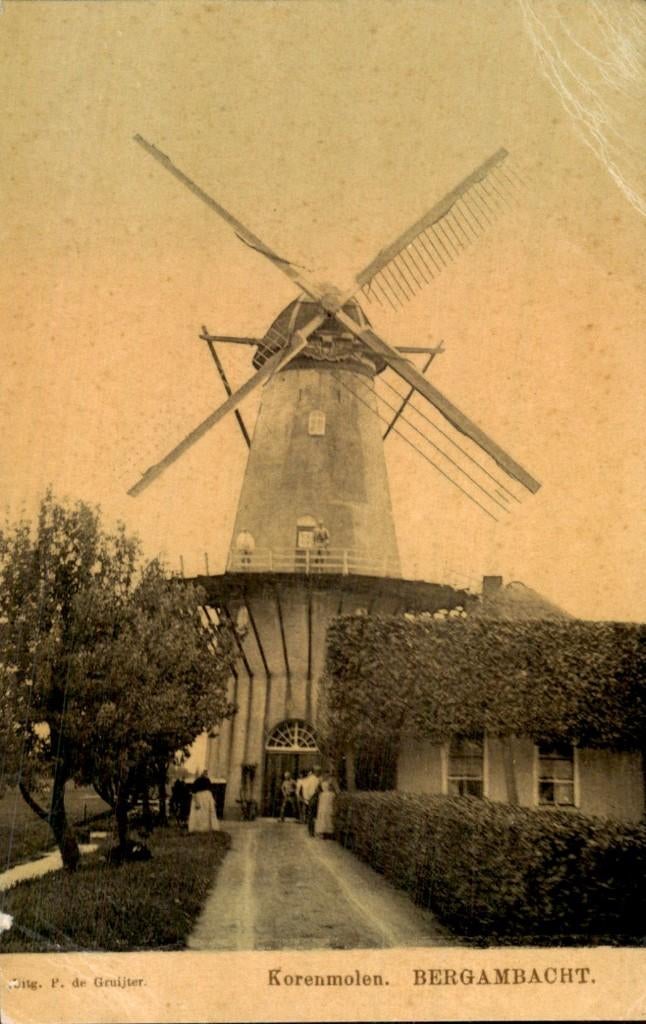 Bergambacht - Korenmolen - Voorgevel, Ophalen of Verzenden, Voor 1920, Gelopen, Zuid-Holland