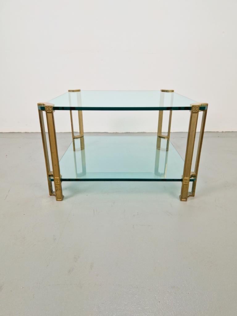 Regency salontafel T24 messing glas Peter Ghyczy ´70 design, Ophalen, 100 tot 150 cm, N, Vierkant