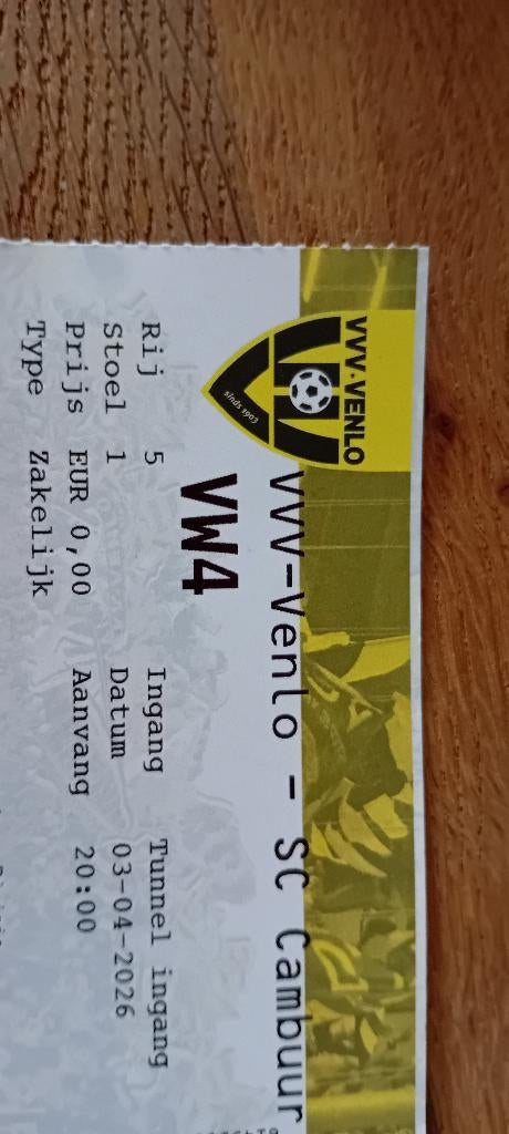 Kaartje vvv venlo cambuur, Ophalen, Nieuw