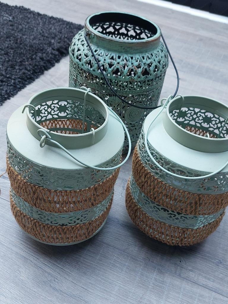 3 windlichten/waxinelichthouders, Ophalen, Metaal, Minder dan 25 cm