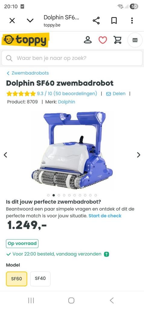 Zwembadrobot dolphin sf60
Ophalen belgie limburg beringen, Ophalen