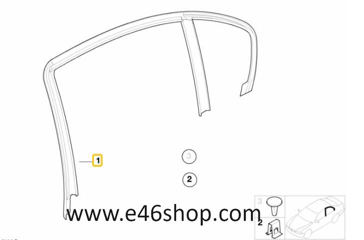 BMW E46 SEDAN DEURLIJST RECHTS ACHTER OEM 51348222414 NIEUW, -, -, Nieuw, Ophalen of Verzenden