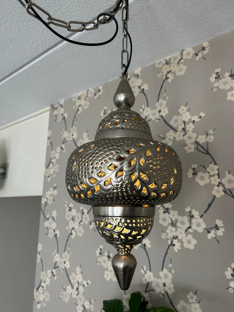 Oosterse hanglamp van metaal, Ophalen, Gebruikt, Metaal, 50 tot 75 cm