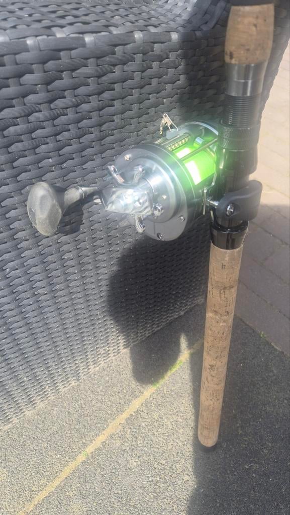 Big Waller Werphengel met Shimano Tekota 700Molen, Ophalen, Gebruikt, Complete hengel