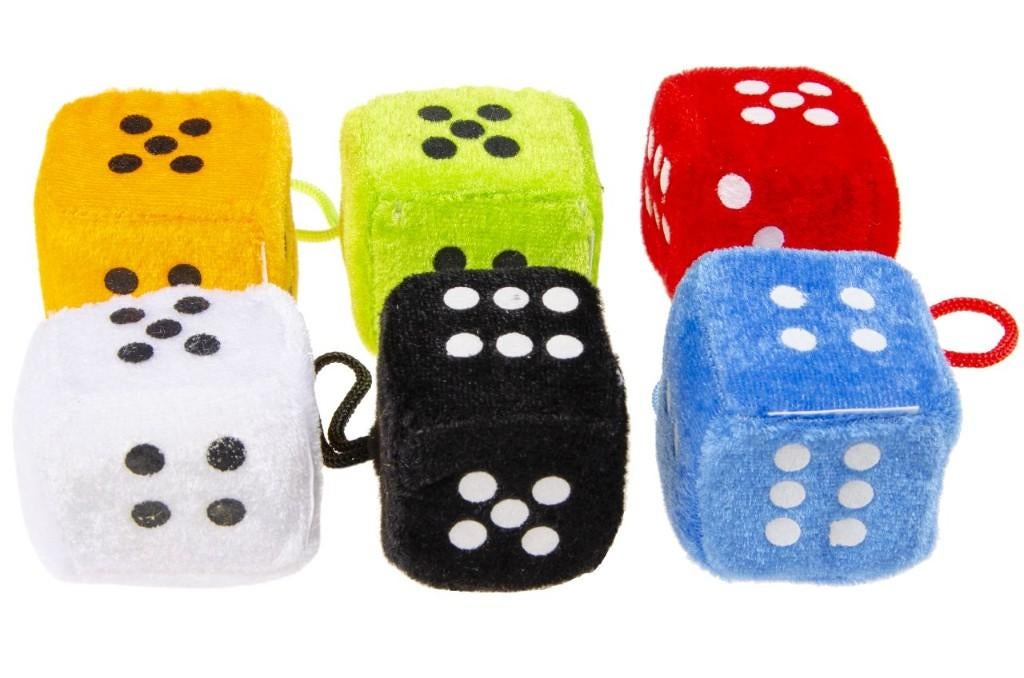 PARTIJ PLUCHE DOBBELSTEEN 4,5X4,5CM, Diversen, ., Nieuw, Ophalen of Verzenden, .