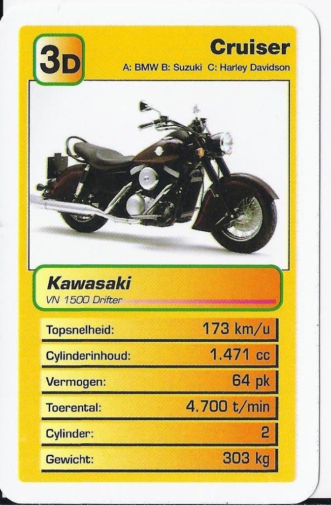 Mok14 motorkaartje 3d kawasaki vn 1500 drifter, Ophalen of Verzenden, Zo goed als nieuw, Auto's