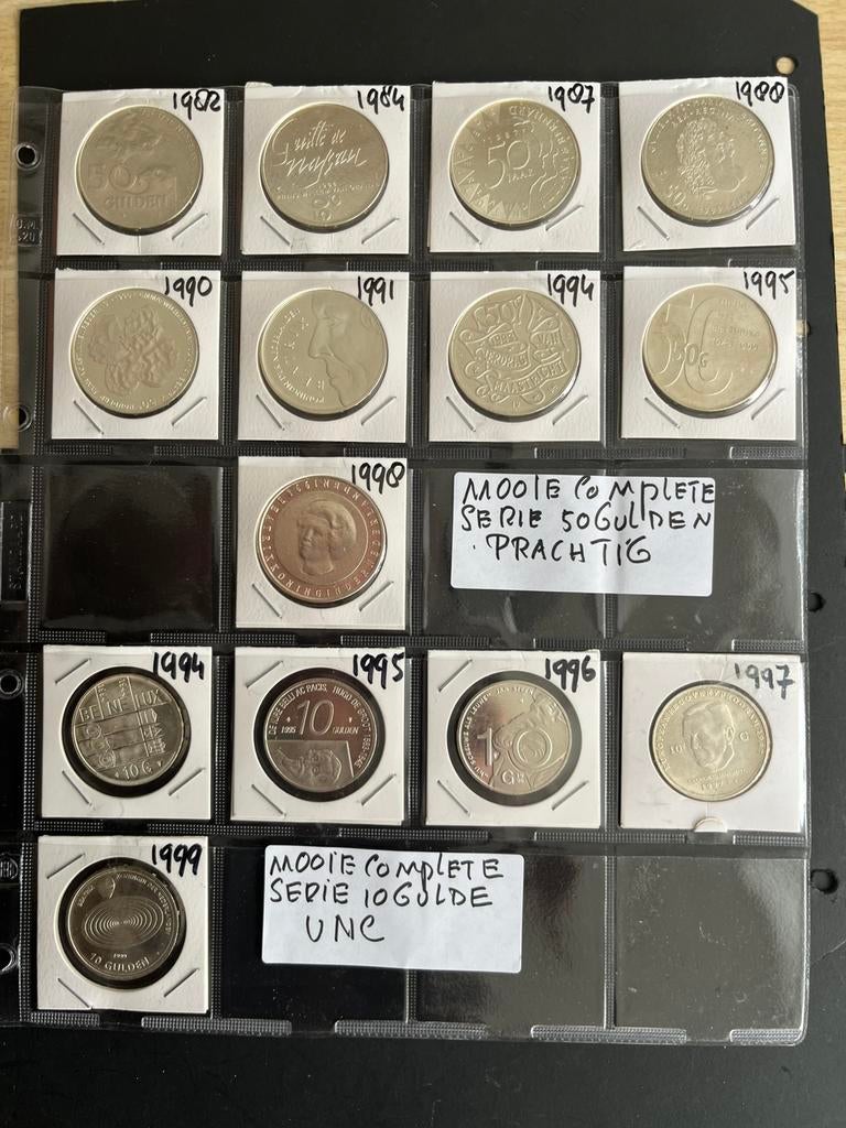 BEATRIX PRACHTIGE SERIE 50 GULDEN +SERIE 10 GULDEN, Koningin Beatrix, Zilver, 50 gulden, Verzenden