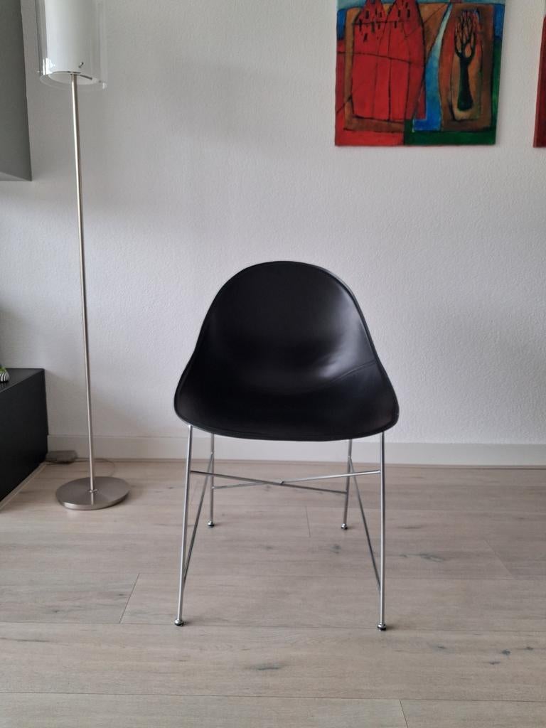 Set van 4 Design Eetkamerstoelen, Ophalen, Zwart, Design, Zo goed als nieuw