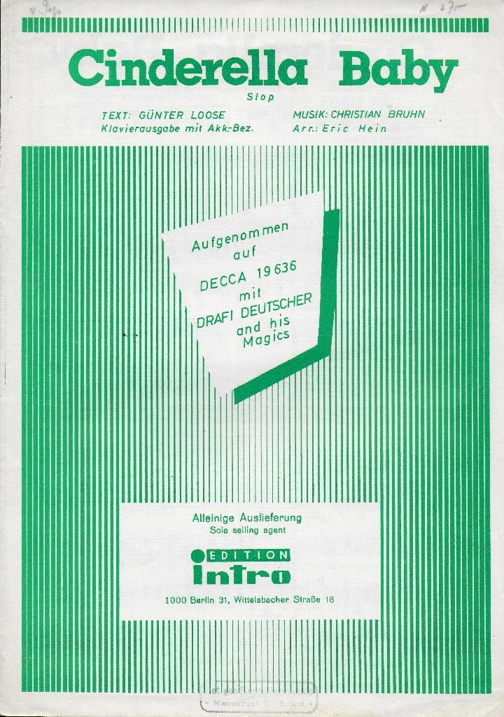 Bo555 bladmuziek drafi deutscher: cinderella baby  -, Ophalen of Verzenden, Gebruikt, Artiest of Componist, Populair