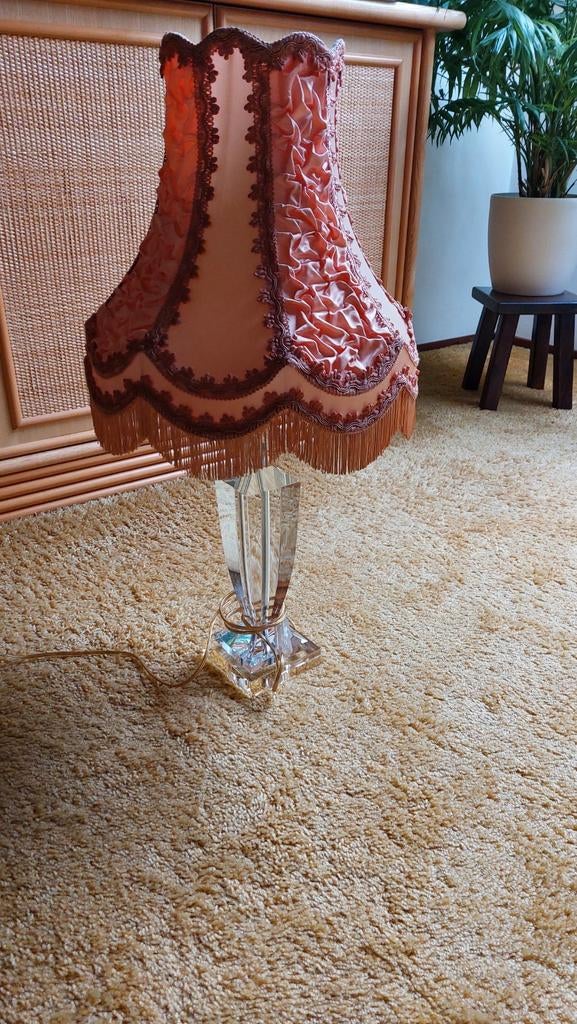 Brocante schemerlamp met barok vintage lampenkap, Ophalen