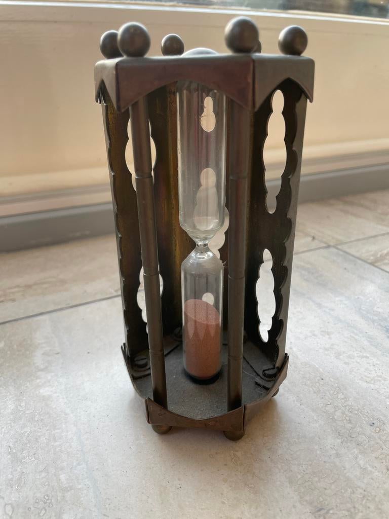 Decoratieve Zandloper in Metalen Frame 14 cm hoog, Ophalen of Verzenden