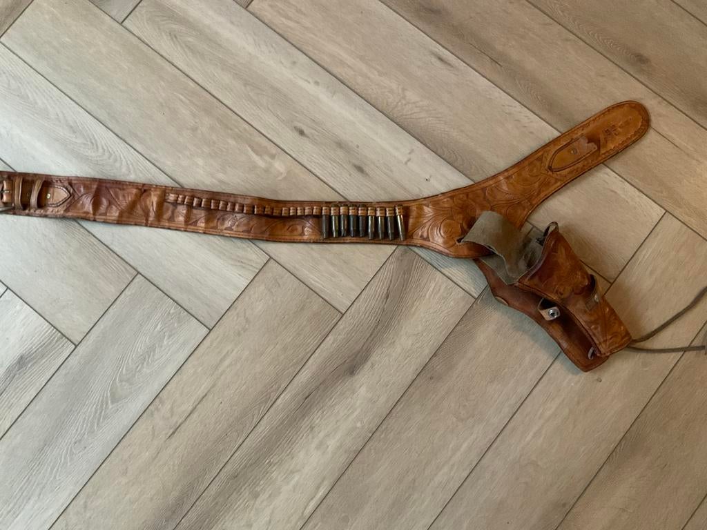 Mexicaanse lederen westernriem met holster, Echt leder, Heupriem, Ophalen of Verzenden, Gedragen