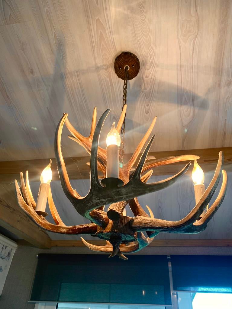 Hertengewei hanglamp, Ophalen, Zo goed als nieuw, Kunststof