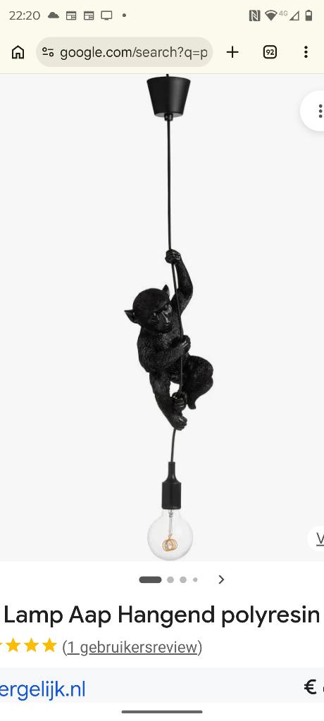 Nieuw!!!! In doos. Plafondlamp hangende aap., Ophalen of Verzenden, Nieuw, Overige materialen, Modern