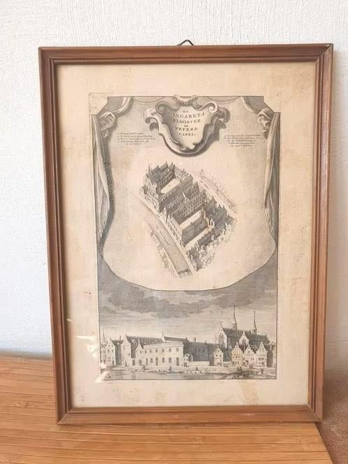 gravure Jan Goeree Margareta klooster Amsterdam ca 1765., Antiek en Kunst, Kunst | Etsen en Gravures, Ophalen