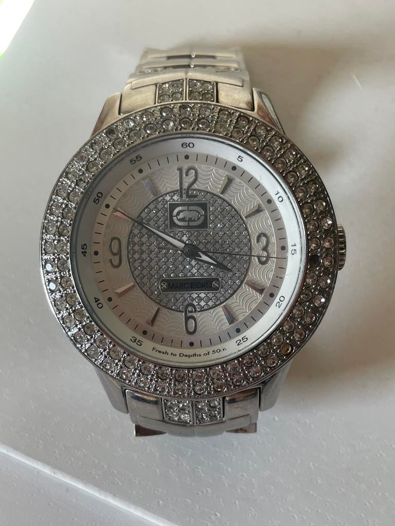 Marc Ecko The King Horloge te koop!, Overige merken, Gebruikt, Staal, Polshorloge