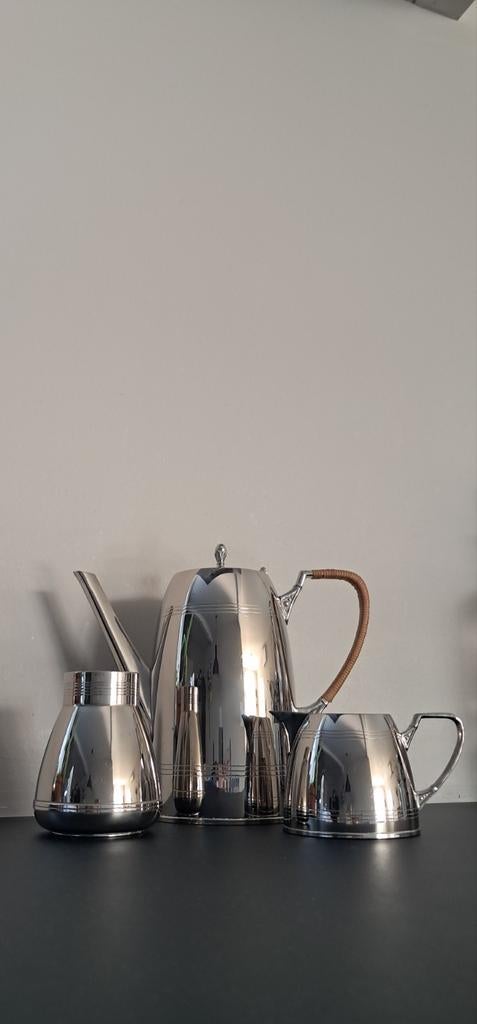 Vintage Verzilverde Koffie- of Theeset Art Deco, Ophalen of Verzenden