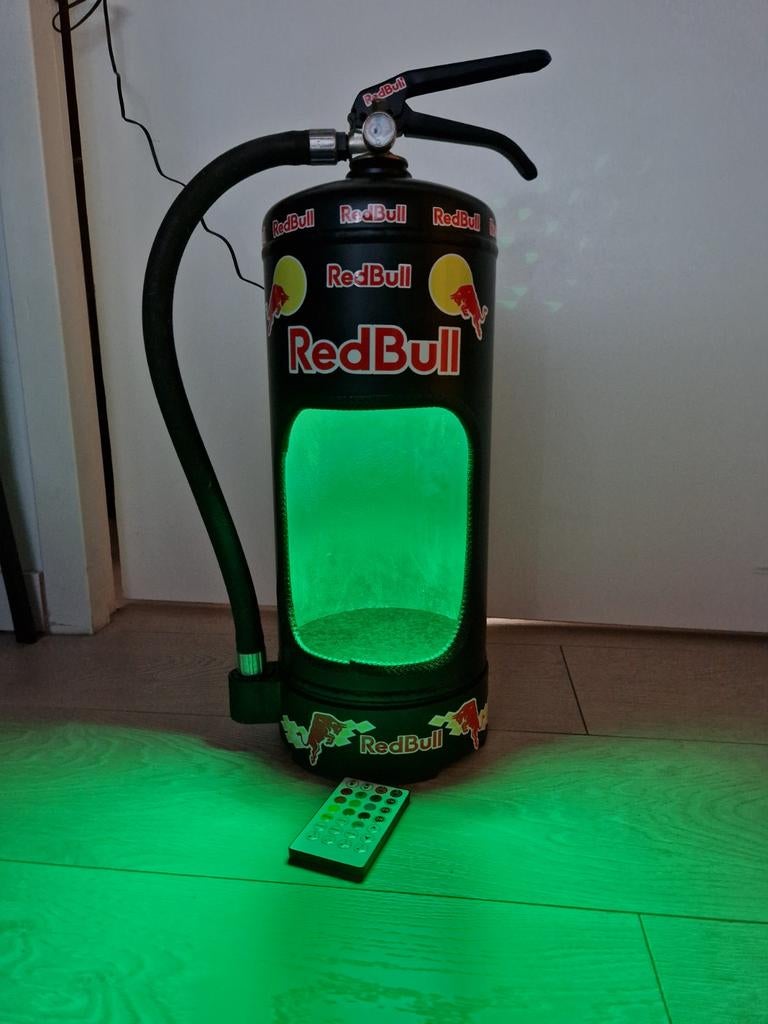 Brandblusser lamp Red bull, Huis en Inrichting, Lampen | Tafellampen, Ophalen of Verzenden, Minder dan 50 cm