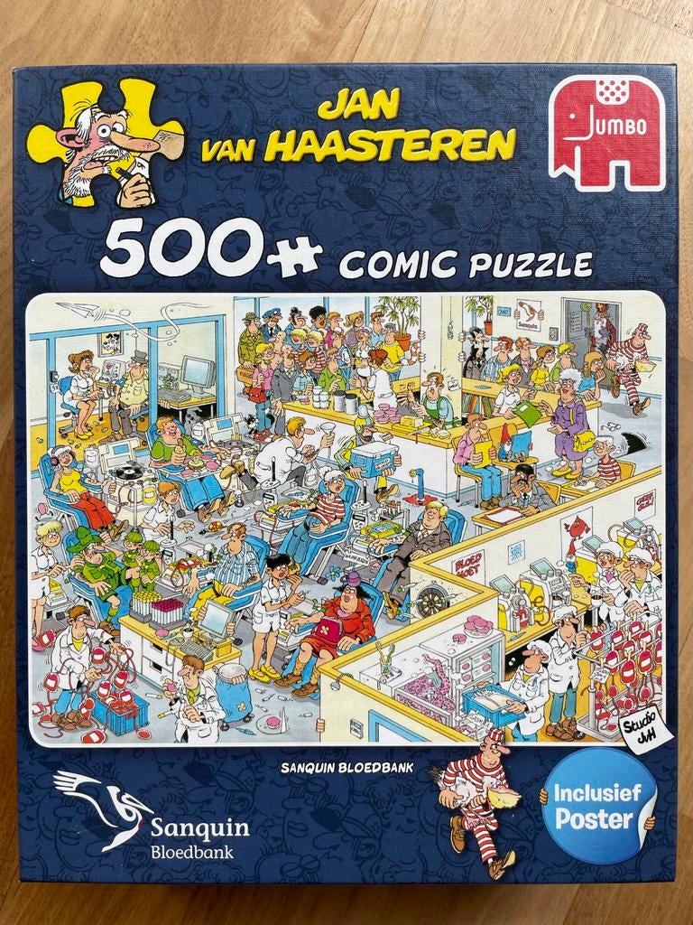 Jan van Haasteren Puzzel 500 stukjes - Sanquin Bloedbank, Hobby en Vrije tijd, Denksport en Puzzels, Zo goed als nieuw, Legpuzzel