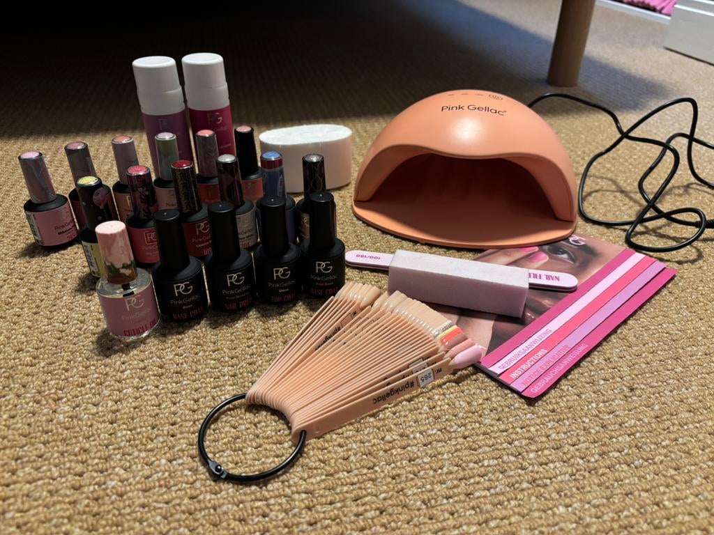 Pink gellac starters pakket + 12 kleurtjes!, Ophalen of Verzenden, Zo goed als nieuw, Overige kleuren, Handen en Nagels