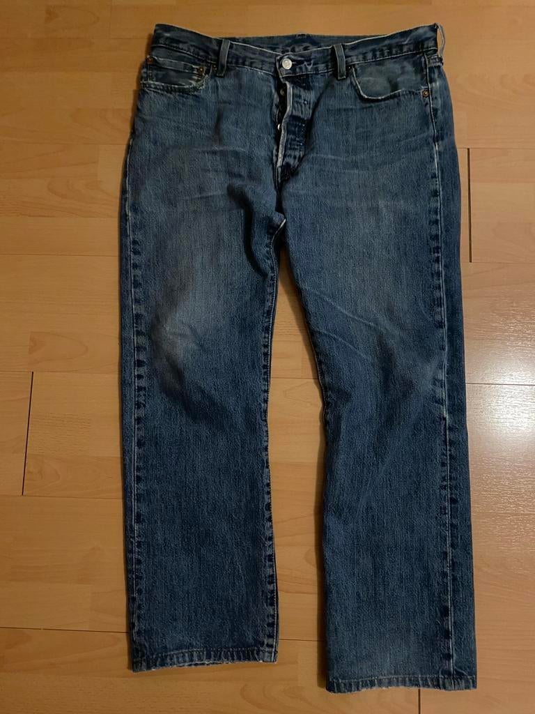 Levis 501 spijkerbroek heren W36, lengte verkort, Ophalen of Verzenden, Gedragen, Blauw, Overige jeansmaten