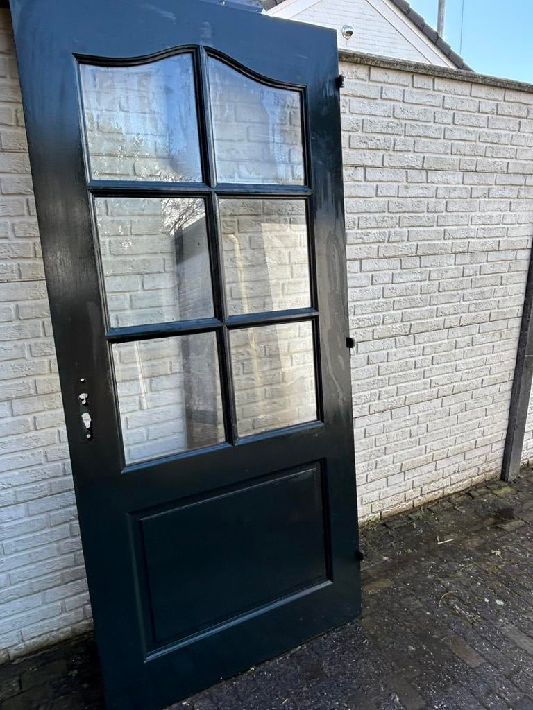 Hardhouten buitendeur , 98cm breed , 204 cm hoog . Links om, Ophalen of Verzenden, Gebruikt, Buitendeur, 200 tot 215 cm