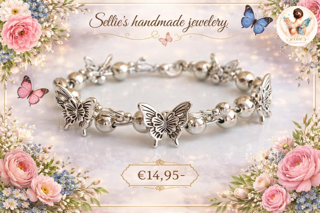 🦋 Sellie's handmade jewelery 🦋, Ophalen of Verzenden, Nieuw, Zilver, Overige materialen