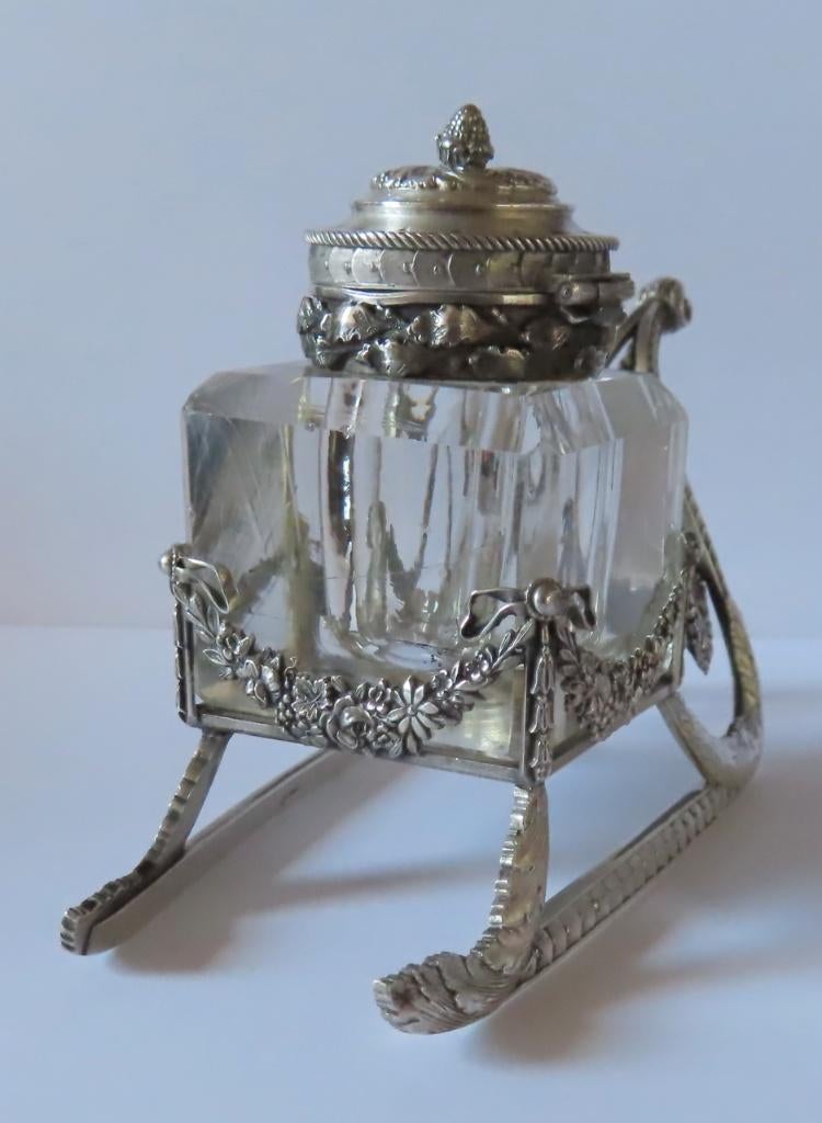 Uit inboedel:Topstuk! antieke zilveren inktpot arrenslee,Dui, Verzenden, Zilver