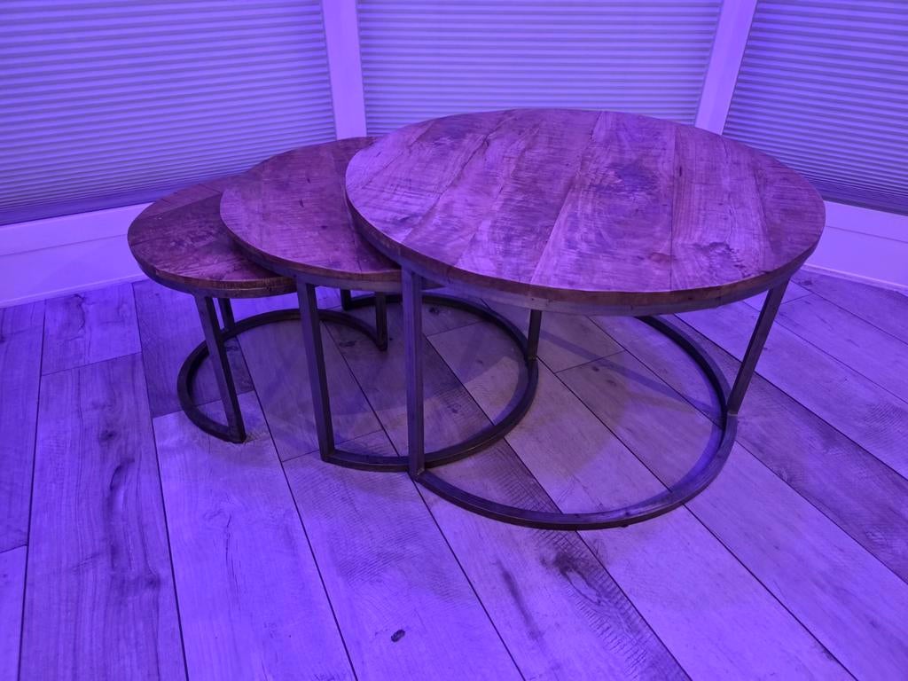 3 prachtige ronde tafeltjes, Huis en Inrichting, Ophalen, 50 tot 100 cm, Rond, 50 tot 100 cm