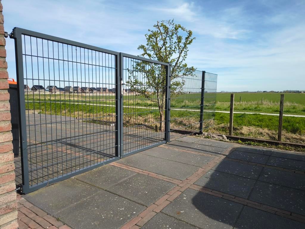 Dubbelstaafmat Hekwerk met poort (antraciet), Ophalen, Met poort, Gebruikt, Dubbelstaafmat hekwerk