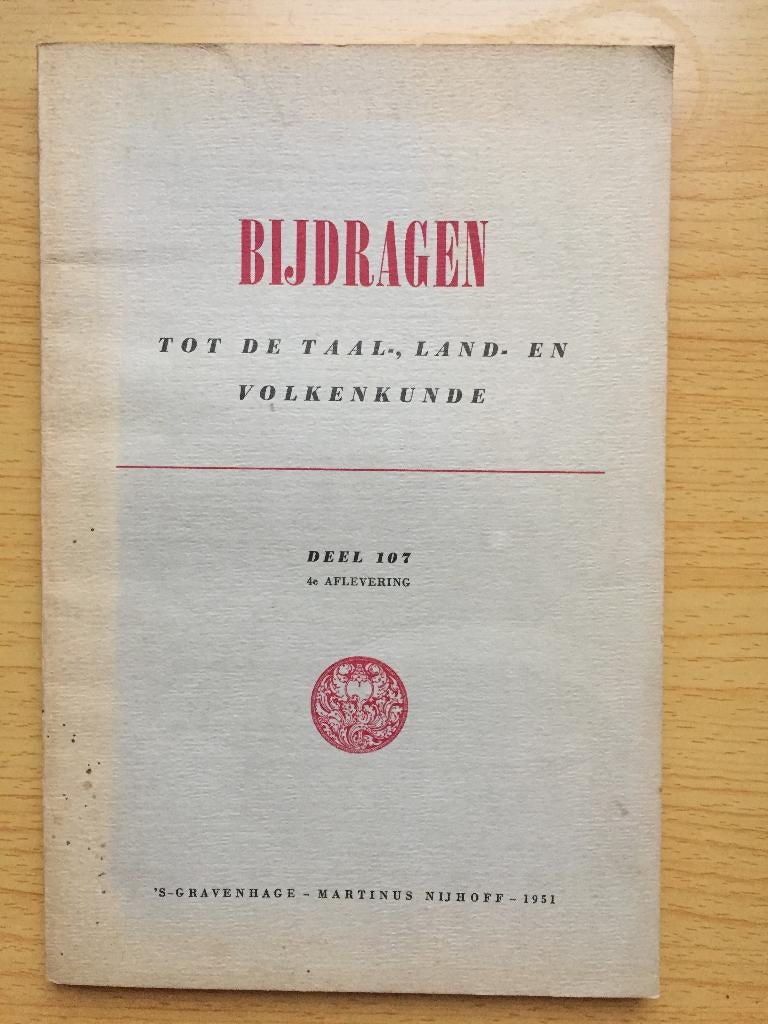 Bijdragen tot de Taal-, Land en Volkenkunde dl 107-4, 1951, Ophalen of Verzenden, Gelezen, Diverse auteurs