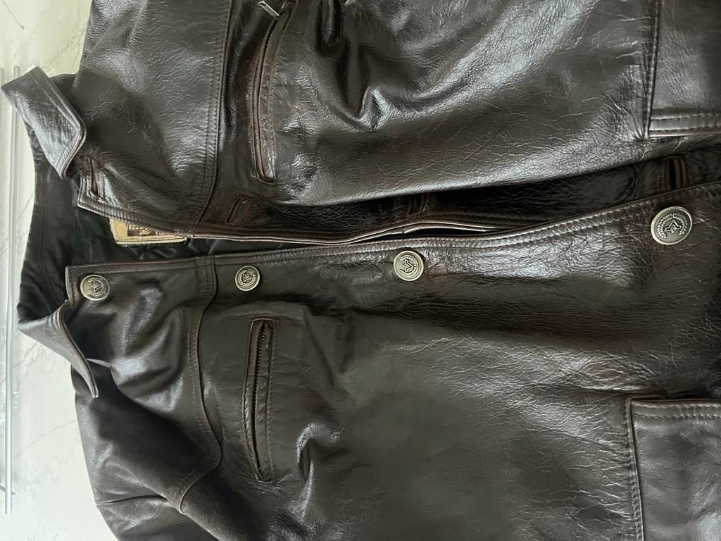 Leren Jas - Hoogwaardig Leer - Florence Italy -Maat L, Ophalen of Verzenden, Zo goed als nieuw, Maat 52/54 (L), Bruin