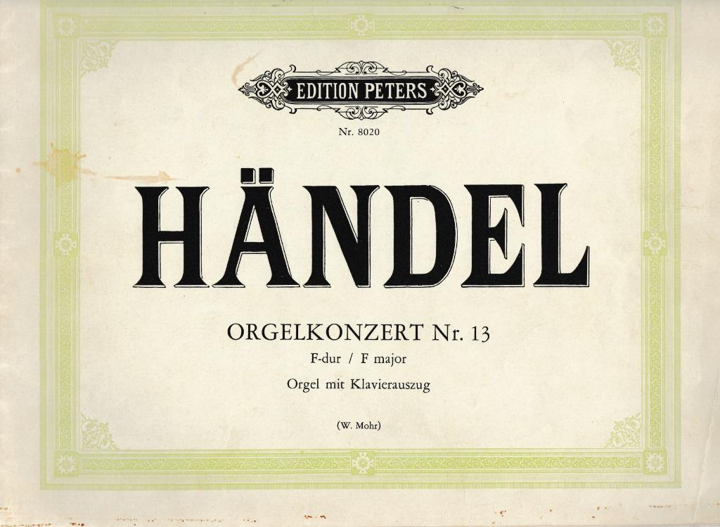 GEORG FRIEDRICH HANDEL - KONZERT nr.13, Orgel, Gebruikt, Ophalen of Verzenden, Artiest of Componist