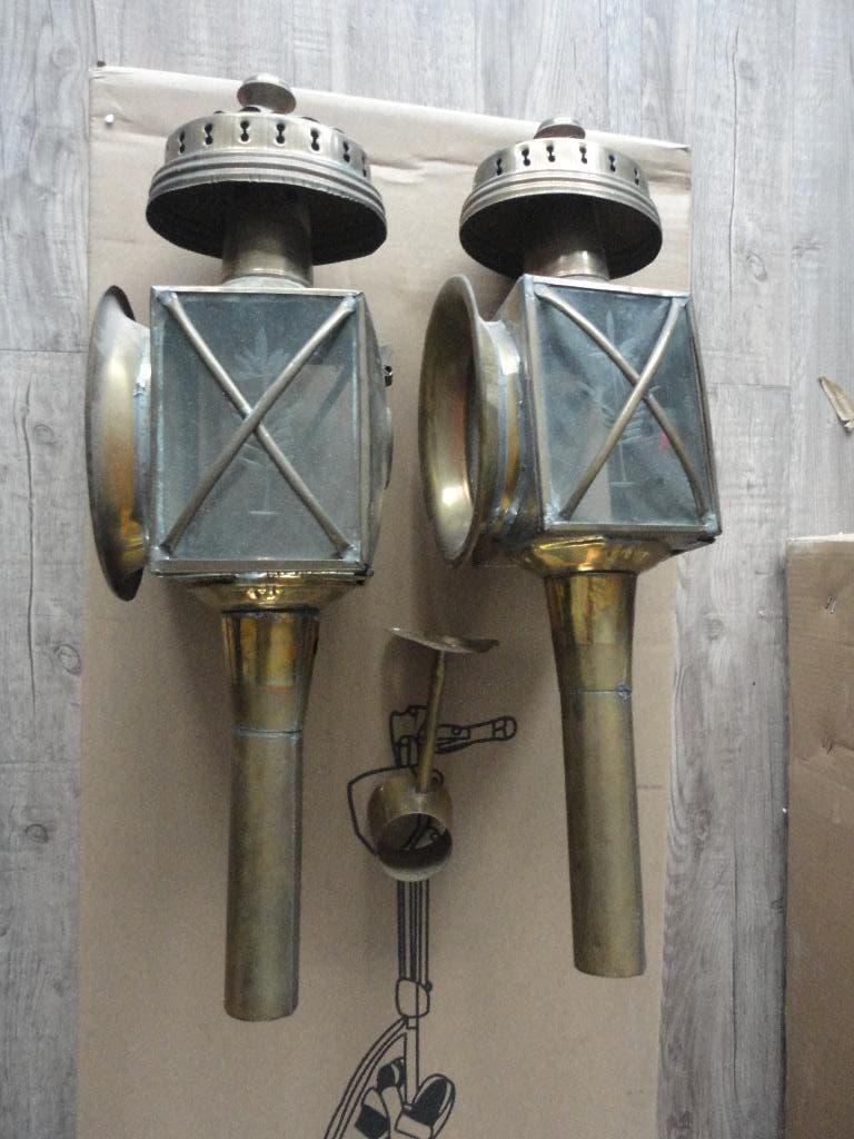 2 KOPEREN KOETSKANDELAARS/ LAMPEN/ LANTAARN  TE KOOP, Ophalen of Verzenden