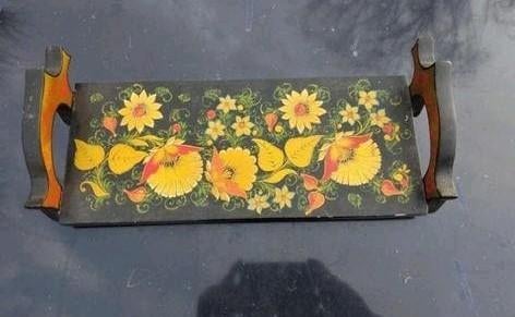 Klein houten dienblad met bloemen, Huis en Inrichting, Woonaccessoires | Dienbladen, Ophalen of Verzenden