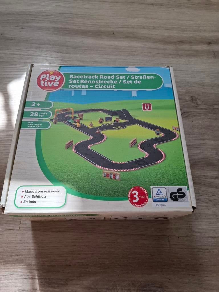 Playtive kinder racebaan hout incl auto's, Racebaan, Zo goed als nieuw, Handmatig, Ophalen