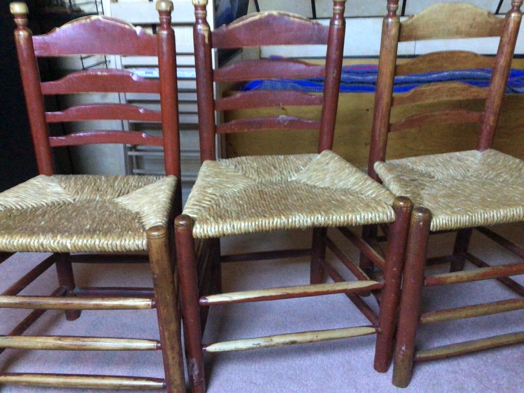 3 oude brabantse knopjesstoelen, Ophalen, Gebruikt, Bruin, Drie