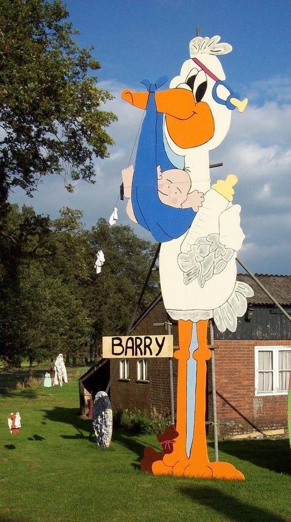 Geboorte ooievaar met baby, Kinderen en Baby's, Kraamcadeaus en Geboorteborden, Ophalen