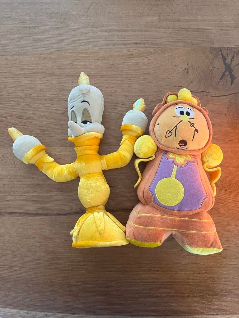 Disney Lumiere en Cogsworth knuffels - Belle en het Beest, Ophalen of Verzenden, Zo goed als nieuw, Overige typen