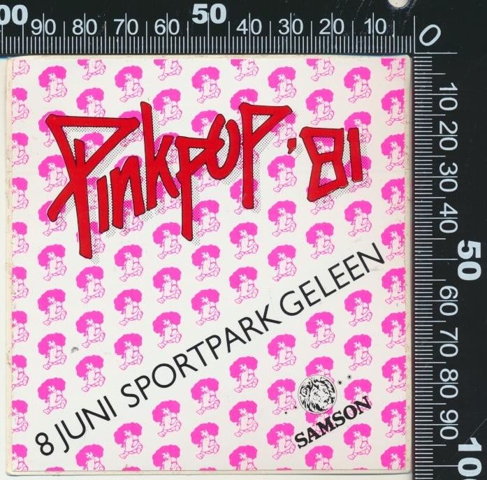 Sticker: Pinkpop 1981, Ophalen of Verzenden, Zo goed als nieuw, Bedrijf of Vereniging